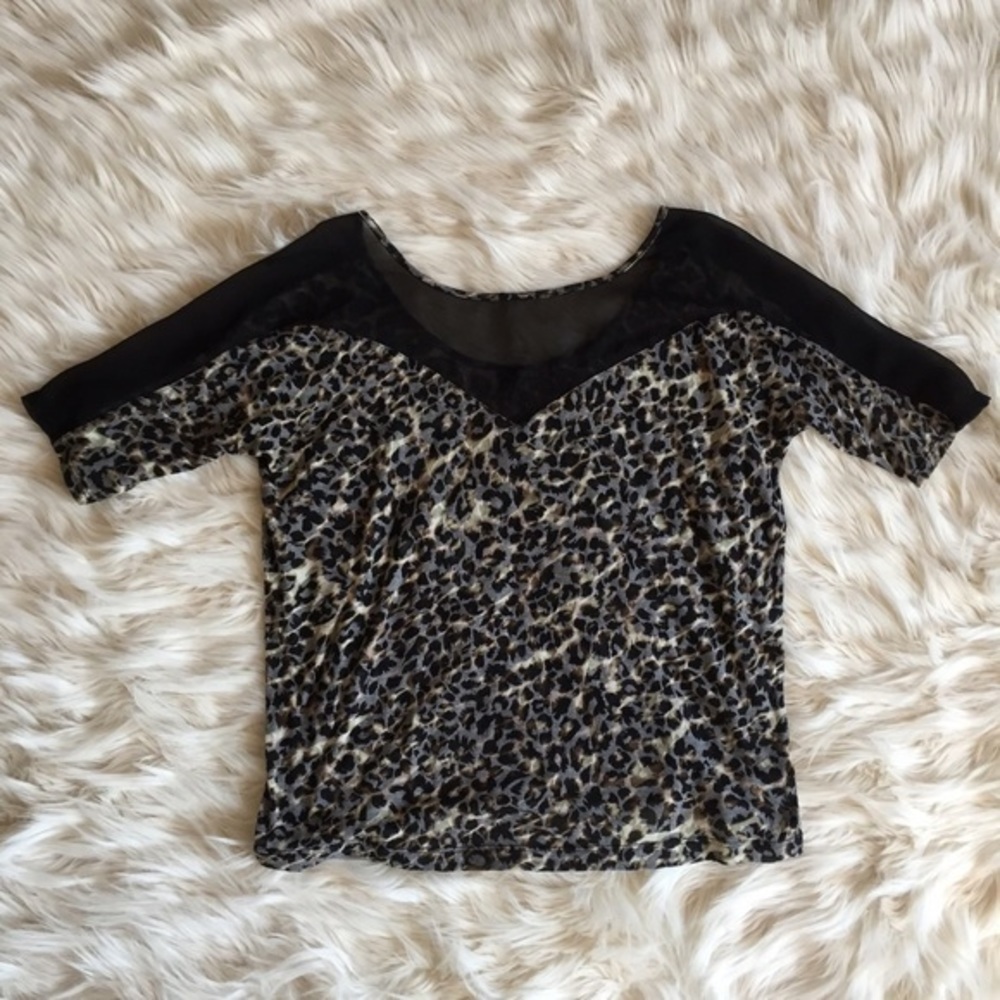 Express leopard  blouse with sheer top